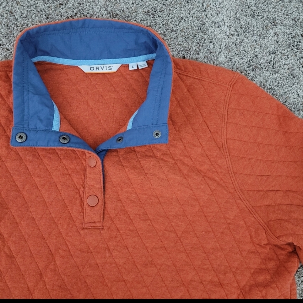 Orvis Outdoor Quilted Snap Sweatshirt Mens Large